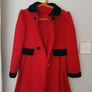 Red Christmas coat with black fur trim Image 4