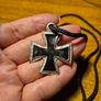 Vintage Iron Cross Black Inlay Pendant Necklace Image 4