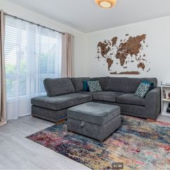 DFS Orka Corner Sofa with Matching Large Storage Footstool  Excellent Condition
