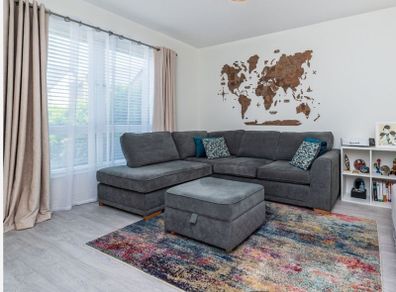 DFS Orka Corner Sofa with Matching Large Storage Footstool  Excellent Condition