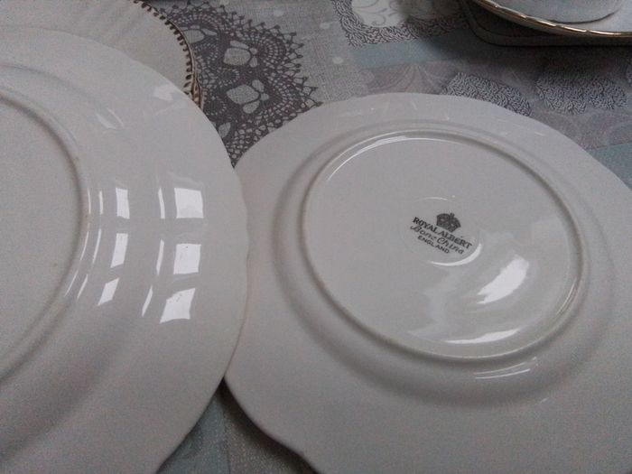 Mixed Set of White & Gold Teawares