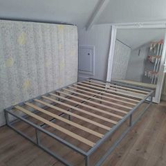 Metal Double Bed Frame + Pillow-Top Pocket Sprung Mattress