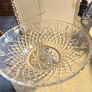 Killarney Irish crystal fruit bowl featuring deep cuts and a decorative gold ormolu metal stand Image 3