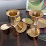 Pair of Vintage Handcrafted Brass Propeller Candle Holders Image 4