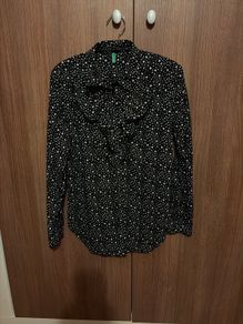 United Colors of Benetton Women's Shirt Black with White Stars