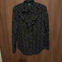 United Colors of Benetton Women's Shirt Black with White Stars