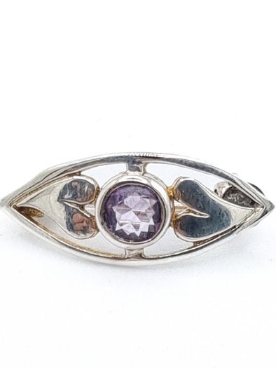 Silver Amethyst Brooch