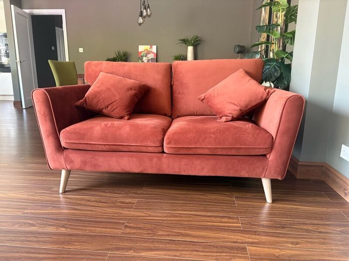 2 x IVY Rust Velvet 2 Seater Sofa