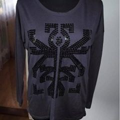 Madonna grey sequin long sleeve top size M UK12/14 EU40/42 Postage included