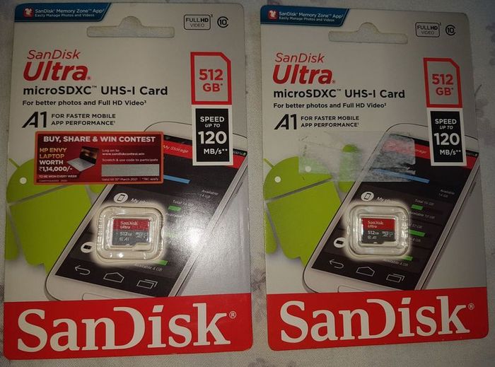 PRICE REDUCED FROM 100 - Two Brand new SCANDISK Ultra Class 10 microSDXC Memory Cards>> 512Gb