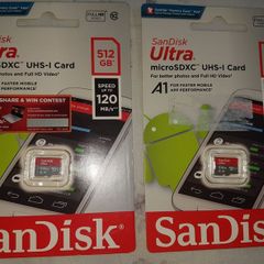 PRICE REDUCED FROM 100 - Two Brand new SCANDISK Ultra Class 10 microSDXC Memory Cards>> 512Gb