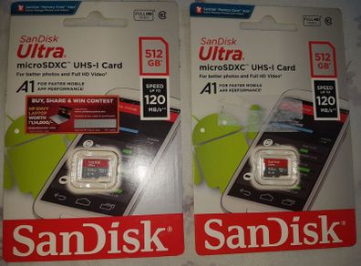 PRICE REDUCED FROM 100 - Two Brand new SCANDISK Ultra Class 10 microSDXC Memory Cards>> 512Gb