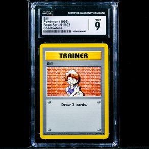 Bill 91/102 Shadowless CGC 9 Mint Common WOTC Base Set 1999 Pokemon Card Vintage Graded