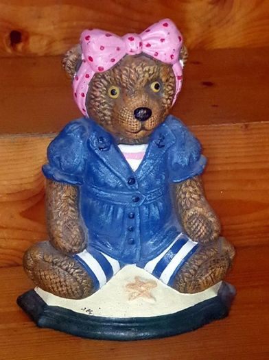 Vintage Wright Studios Cast Iron Teddy Doorstop