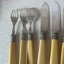 Vintage Set 1960's 6 Etched Fish Knives& 6 Forks stamped JTS @ EP Image 9