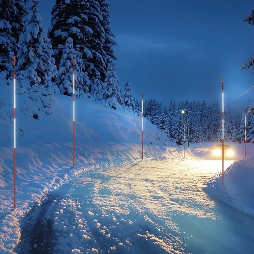 Driveway Markers, 100PCS 48 inch, 0.31 inch Diameter, Orange Fiberglass Poles Snow Stakes with Reflective Tape, 12" Steel Drill Bit & Protection Gloves for Parking Lots, Walkways Easy Visibility