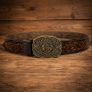 Unisex Genuine Leather Belt Vintage Embossed Design with Antique Buckle Casual & Formal Waist Belt Image 6