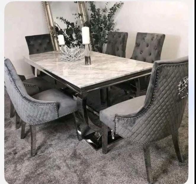 Marble Kitchen Dining Table With 6 Chairs