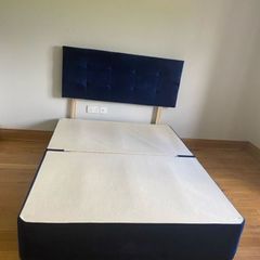 Navy blue divan bed and mattress 300 ONO