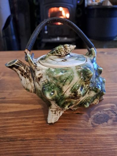 1950s Vintage Japanese Majolica Conch Shell Teapot