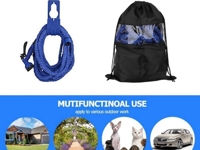 100Ft Expandable Garden Hose Pipe,Flexible Expanding Magic Hose with 3/4", 1/2" Fittings,Garden Hose with 7 Function Spray Nozzle (FREE POSTAGE)