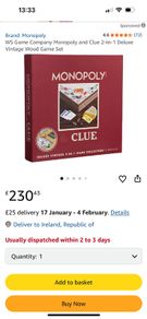 Monopoly & cluedo deluxe vintage 2 in 1
