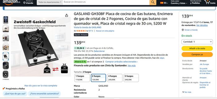 GASLAND GH30BF 2- burner gas hob