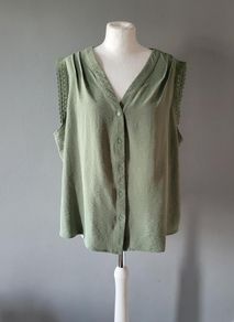 Remplie khaki sleeveless blouse, Size 1X / 20