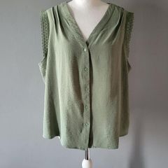 Remplie khaki sleeveless blouse, Size 1X / 20