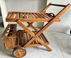Wooden serving trolley
