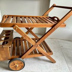 Wooden serving trolley