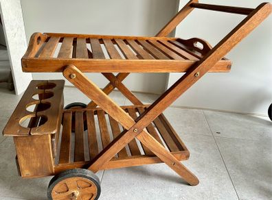 Wooden serving trolley