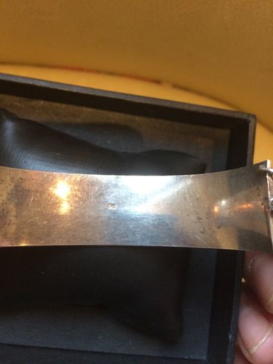 Solid Silver Bangle With Sapphire Stones