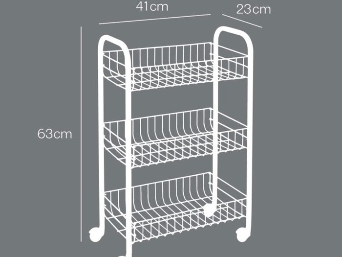 Service Trolley Siena with 3 Stages, Metal, White, 23 x 41 x 63 cm (FREE POSTAGE)