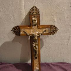 Vintage Wooden "Last Rites" Crucifix