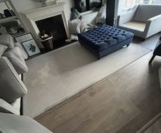 Cream rug with grey border