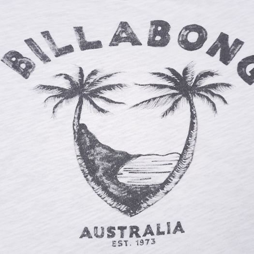 Billabong White Australia Palm Tree Graphic Slub Cotton T-Shirt Top 8UK/36EU