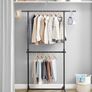 SALE | Double Clothes Rail, Clothing Rack with Extendable Top Rail, Clothes Rail on Wheels, 113-180 cm Height Adjustable Clothes Rack, Adjustable Middle Rail, Black Image 2