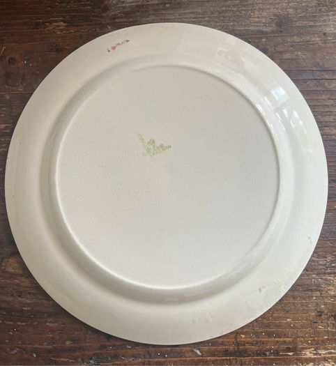 Antique Arklow pottery 1930s early green stamp spongeware plates