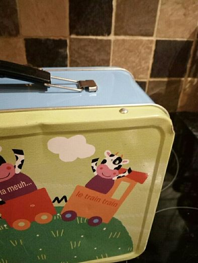 Beautiful Tin Box, with matching plate and cup included