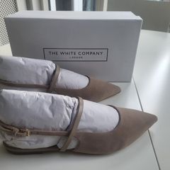 Brand New The White Company Suede Pointed Slingback Flats - Neutral - Size 41 / UK 7.5-8