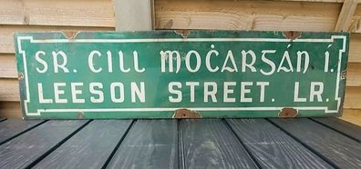 Vintage porcelain enamel Leeson St Sign