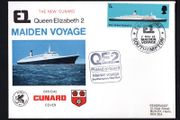 1969 Great Britain Cover Celebrating Maiden Voyage of the The New Cunard Queen Elizabeth 2 with Departure Southampton cancel tying stamp along with Posted on Board cancel