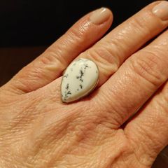 sterling silver ring with dendrite agate