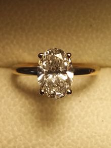 Bargain 14ct Yellow Gold Oval Brilliant Lab Grown 2ct Diamond Solitaire Ring