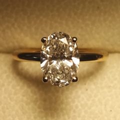 Bargain 14ct Yellow Gold Oval Brilliant Lab Grown 2ct Diamond Solitaire Ring