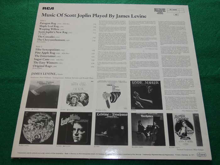 Scott Joplin Music Of James Levine German Pressing 1977 Lp