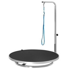 Pet Grooming Table Rotatable Dog Drying Table with Adjustable Arm Non-Slip Tabletop Locking System Aluminium Alloy Edge Stainless Steel Frame Safety Leash 65 Black