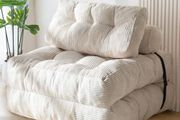 Folding Sofa Bed, Convertible Sleeper Chair with Pillow Foldable Mattress with Back Support, Portable Fold Out Chair Bed Comfy Floor Sofa Lounge for Living Room Bedroom, Beige