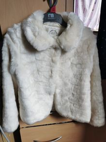 M&S Cream Faux Fur coat 9-10 Yrs